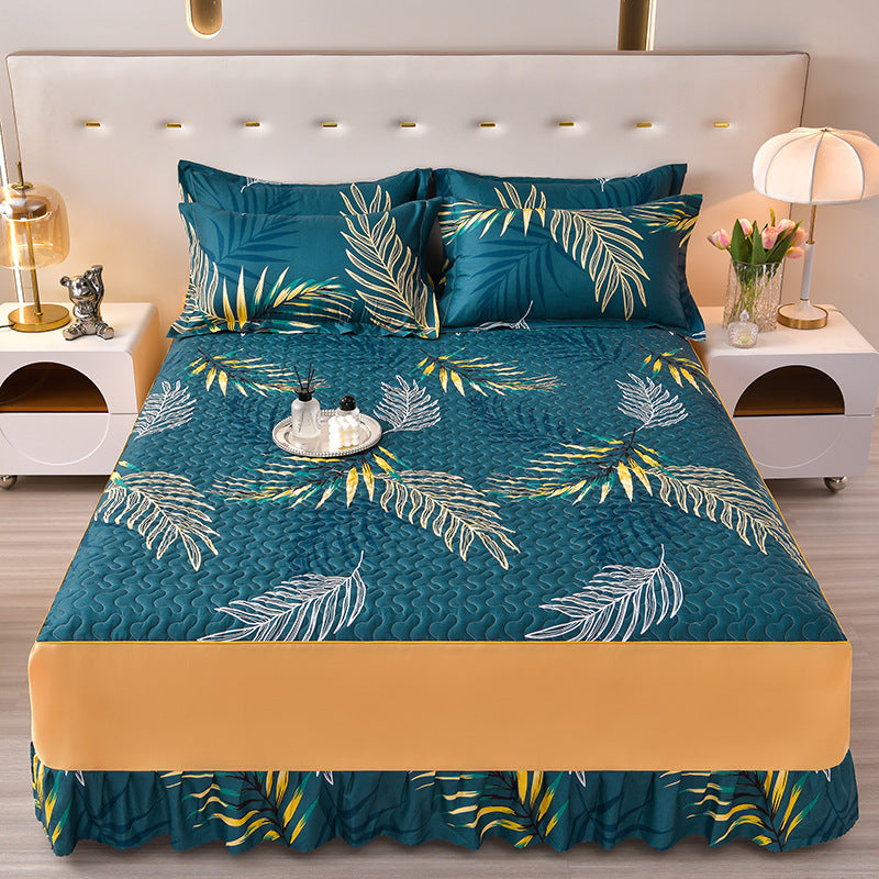 Lyocell Cotton Reactive Printed Quilted Bed Skirt - Calm Cloud Bedding